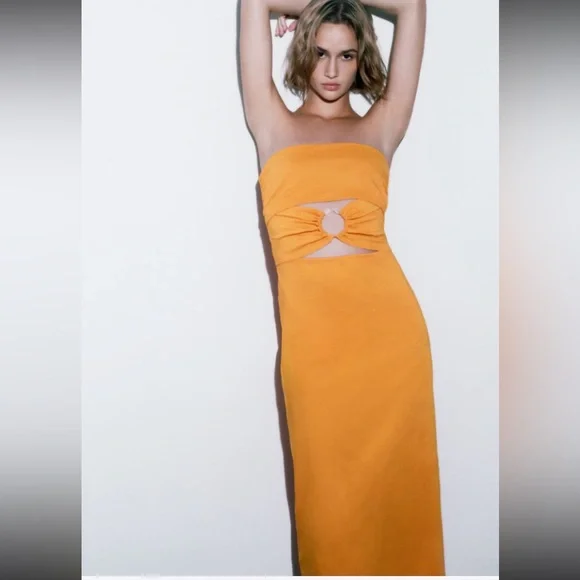 NWT Zara Cutout strapless dress - Picture 1 of 7